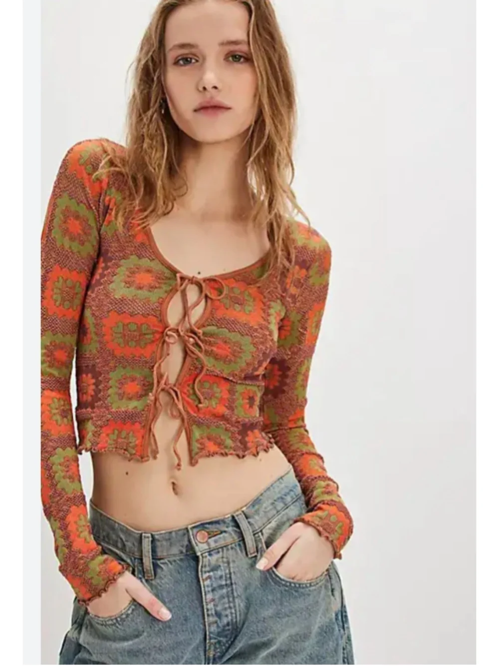 Free People Intimately Women's Orange Free For All Cardi Sz XS New
